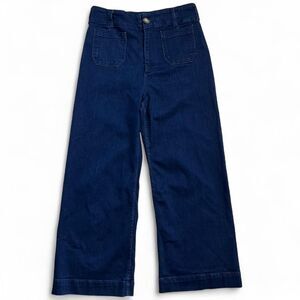 The Colette Crop High-Rise Wide-Leg Jeans by Maeve in Dark Denim size 30